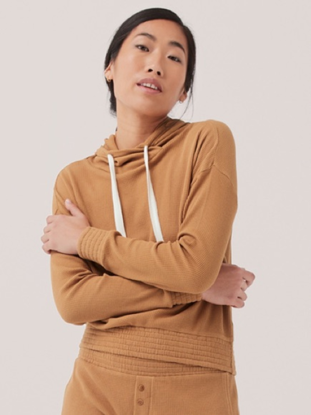 Pact Organic Women's Camel Lite-Waffle Hoodie